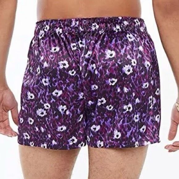 ✨Savage X Fenty Purple Satin Sz Medium Boxers In Plum Potion Runnin’ Wild Print✨ - Picture 2 of 9